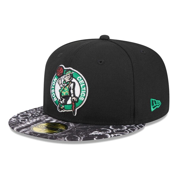 ニューエラ メンズ 帽子 アクセサリー Boston Celtics New Era Coral Reef Visor 59FIFTY Fitted Hat Black