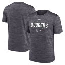 ナイキ メンズ Tシャツ トップス Los Angeles Dodgers Nike Authentic Collection Velocity Performance Practice TShirt Heather Charcoal