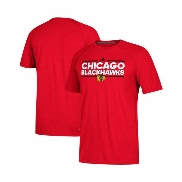 なサイズ アディダス メンズ Tシャツ トップス Men's Red Chicago Blackhawks Dassler climalite  Performance Raglan T-