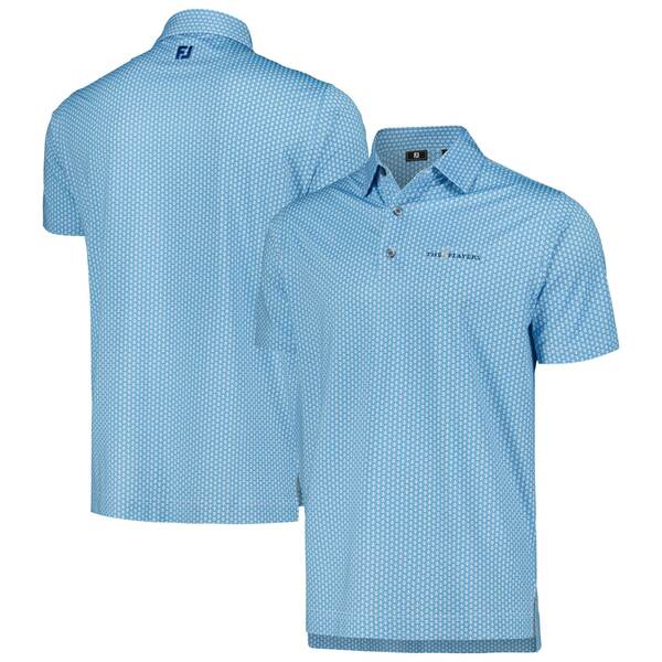 tbgWC Y |Vc gbvX THE PLAYERS FootJoy Scallop Shell Foulard Lisle ProDry Polo Light Blue