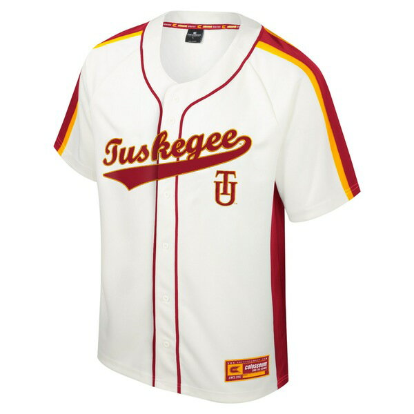 コロシアム メンズ ユニフォーム トップス Tuskegee Golden Tigers Colosseum Ruth ButtonUp Baseball Jersey Cream