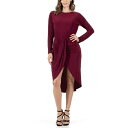 24セブンコンフォート レディース ワンピース トップス Women's Long Sleeve Knee Length Dress Burgundy