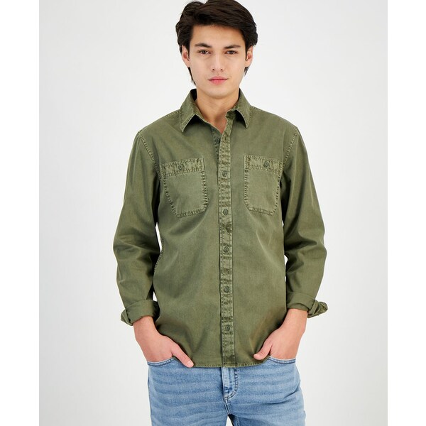 サンアンドプラスストーン メンズ シャツ トップス Men 039 s Long Sleeve Twill Shirt, Created for Macy 039 s Medium Green
