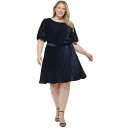 ダナ キャラン ニューヨーク レディース ワンピース トップス Plus Size Bubble-Sleeve Tie-Waist Pleated Dress Midnight