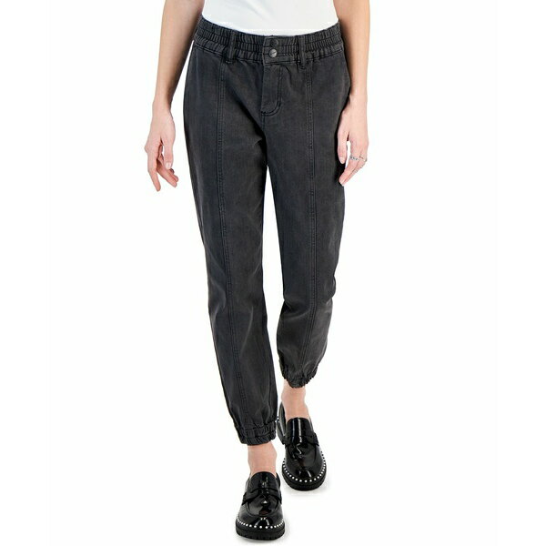 ドールハウス レディース カジュアルパンツ ボトムス Juniors' Elasticated-Hem Seamed Jeans Grey