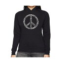 エルエーポップアート レディース カットソー トップス Women's Word Art Hooded Sweatshirt -The Word Peace In 77 Languages Black