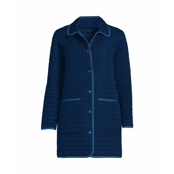 ランズエンド レディース ジャケット＆ブルゾン アウター Petite Insulated Reversible Barn Coat Deep sea navy/blue check