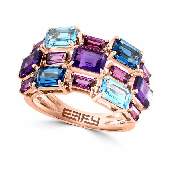 エフィー コレクション レディース リング アクセサリー EFFY&reg; Multi-Gemstone Three Row Statement Ring (5-3/8 ct. t.w.) in 14k Rose Gold Rose Gold