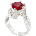 `[^[Nu fB[X O ANZT[ Silver-Tone Pav&eacute; & Color Crystal Solitaire Ring, Created for Macy's Red