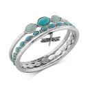 ラッキーブランド レディース ブレスレット・バングル・アンクレット アクセサリー Bracelet Set, Silver-Tone Turquoise Dragonfly Bangle Bracelets Silver