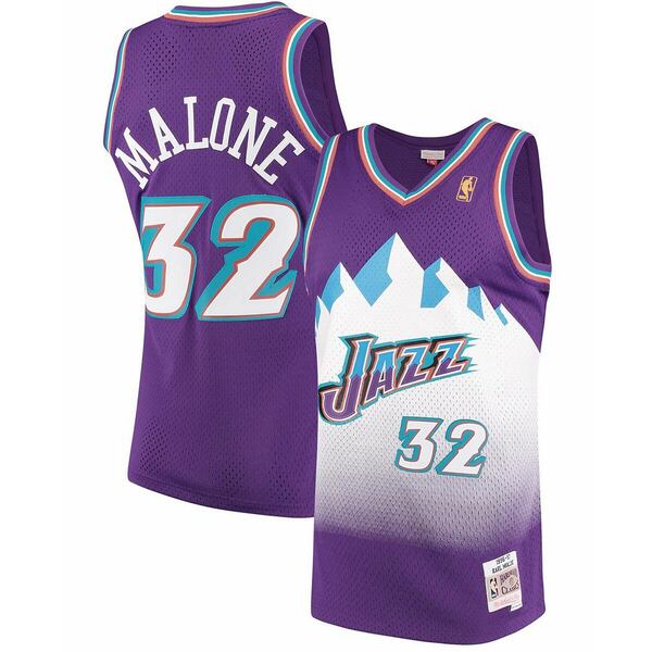 ミッチェル ネス レディース Tシャツ トップス Men 039 s Karl Malone Purple Utah Jazz 1996-97 Hardwood Classics Swingman Jersey Purple