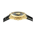 FT[` fB[X rv ANZT[ Women's Swiss Black Leather Strap Watch 37mm Gold