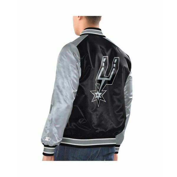 スターター レディース ジャケット＆ブルゾン アウター Men's Black, Silver San Antonio Spurs Renegade Satin Full-Snap Varsity Jacket Black, Silver