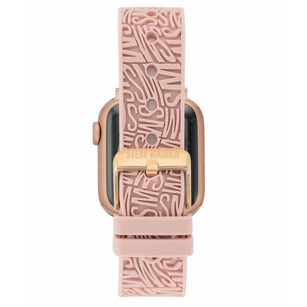 スティーブ マデン レディース 腕時計 アクセサリー Women s Light Pink Silicone Debossed Swirl Logo Band Compatible with 38/40/41mm Apple Watch Light Pink Silver-Tone