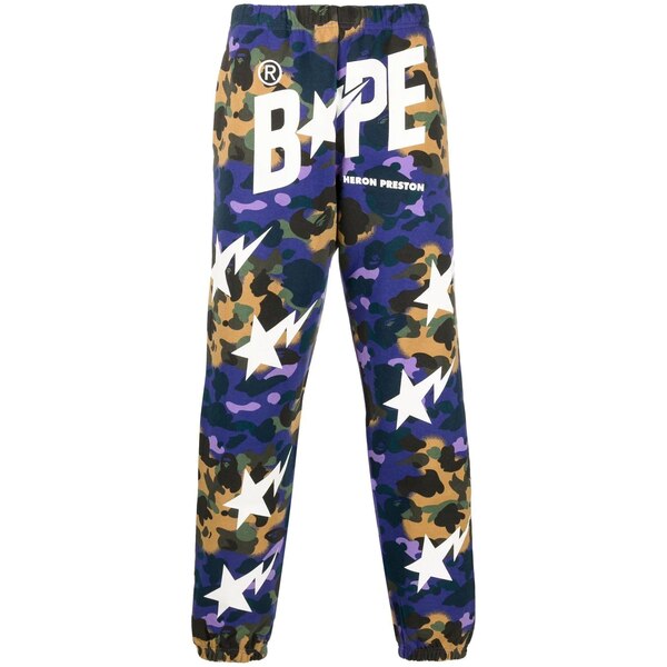 メンズファッション, ズボン・パンツ  x BAPE camouflage track pants dark purpledark green