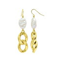 AhjA fB[X sAXCO ANZT[ 14K Gold-Plated Cultured Freshwater Pearl Curb Chain Earrings White