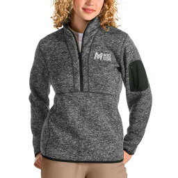 アンティグア レディース パーカー・スウェットシャツ アウター Mid Michigan College Antigua Women's Fortune QuarterZip Pullover Jacket Heathered Charcoal