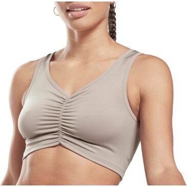 リーボック レディース シャツ トップス Reebok Women's Ruched Cropped Tank Top Boulder Grey