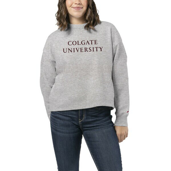 リーグカレッジエイトウェア レディース パーカー・スウェットシャツ アウター Colgate Raiders League Collegiate Wear Women's 1636 Boxy Sweatshirt Heather Gray