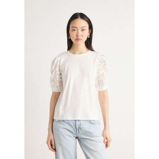ダナ キャラン ニューヨーク レディース Tシャツ トップス PUFF SLEEVE CREW NECK TEE - Print T-shirt - ivory ダナ キャラン ニューヨーク レディース Tシャツ トップス PUFF SLEEVE CREW NECK TEE - Print T-shirt - ivory