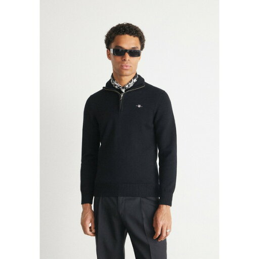 ガント メンズ ニット&セーター アウター CASUAL HALF - Jumper - black ガント メンズ ニット&セーター アウター CASUAL HALF - Jumper - black