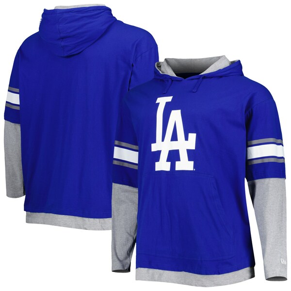 ニューエラ メンズ パーカー スウェットシャツ アウター Los Angeles Dodgers New Era Big Tall Twofer Pullover Hoodie Royal