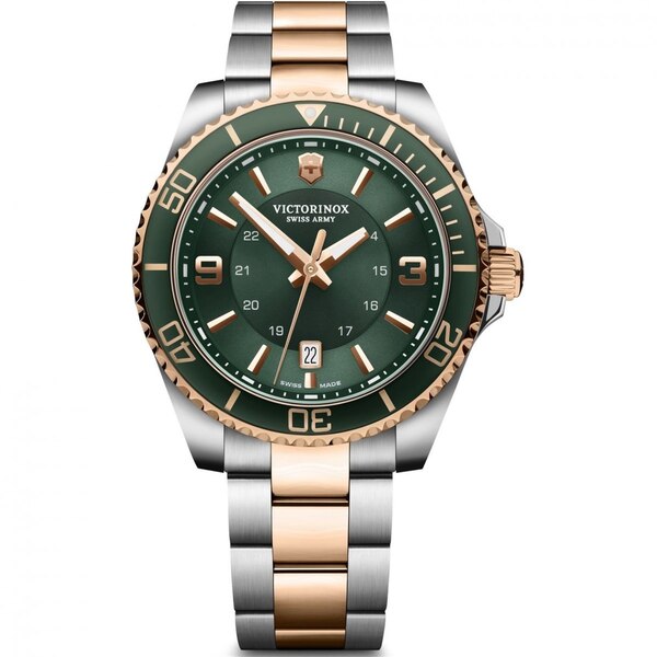 【送料無料】 ビクトリノックス メンズ 腕時計 アクセサリー Mens Victorinox Swiss Army Maverick Watch Silver, Green and Two tone