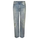 アールサーティーン レディース デニムパンツ ボトムス Straight Distressed Jeans Blue