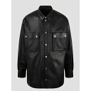 バルマン メンズ シャツ トップス Embossed Logo Leather Shirt Black