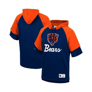 ミッチェル&ネス メンズ パーカー・スウェットシャツ アウター Men's Navy Chicago Bears Home Advantage Raglan Short Sleeve Pullover Hoodie Navy