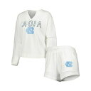 コンセプトスポーツ レディース Tシャツ トップス Women's White North Carolina Tar Heels Sunray Notch Neck Long Sleeve T-shirt and Shorts Set White