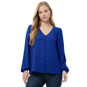 ジョーンズニューヨーク レディース カットソー トップス Women's V Neck Button Front Top with Long Sleeves J...
