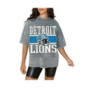 ゲームデイ レディース カットソー トップス Women's Gray Detroit Lions Oversized Mini Rhinestone Clas...