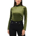 ワンステイト レディース カットソー トップス Women's Long-Sleeve Velour Mock-Neck Top Olive Earth