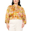 ヴィンスカムート レディース カットソー トップス Plus Size Floral-Print Ruffled Tie-Neck Blouse Crushed...