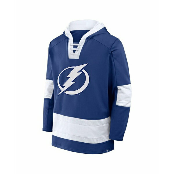 ファナティクス メンズ パーカー・スウェットシャツ アウター Men's Blue Tampa Bay Lightning Inside Line Fleece Pullover Hoodie Blue, White
