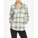 ホワイトマーク レディース カットソー トップス Women's Flannel Plaid Shirt Gray, Black