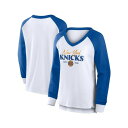 ファナティクス レディース カットソー トップス Women's White New York Knicks Open Lane Waffle Long Sle...