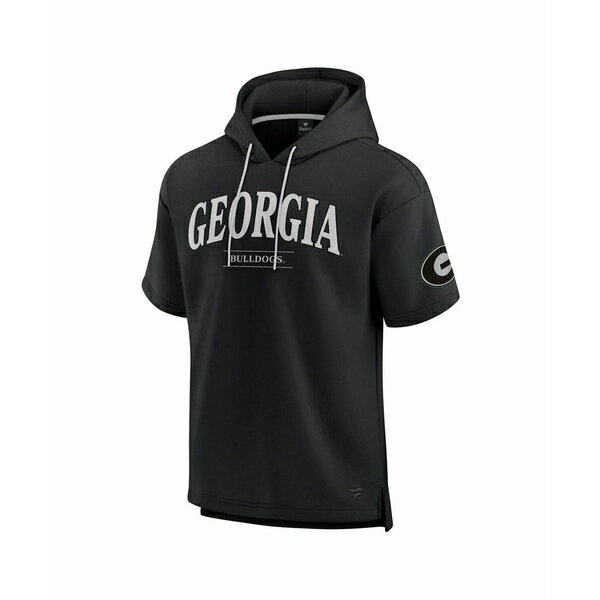 ファナティクス メンズ パーカー・スウェットシャツ アウター Men's Black Georgia Bulldogs Ready Short Sleeve Pullover Hoodie Black