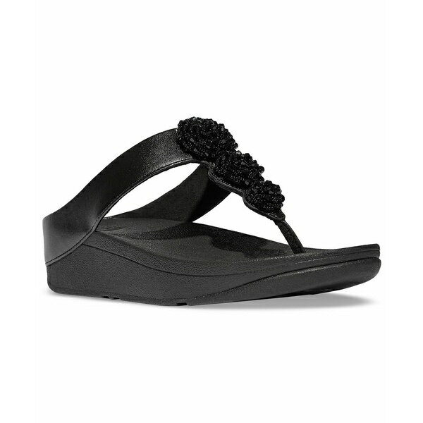 フィットフロップ レディース サンダル シューズ Women's Fino Beadie Wedge Sandals Metallic Black