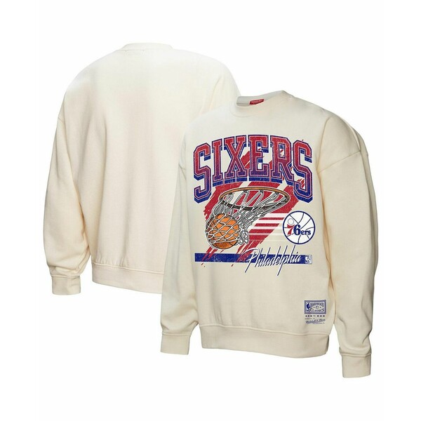 ミッチェル&ネス レディース カットソー トップス Women's Cream Philadelphia 76ers Brush Bucket Pul..