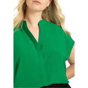 エロクイ レディース カットソー トップス Women's Plus Size Notch Collar Blouse Kelly green