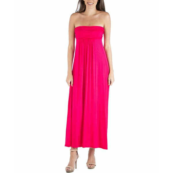 24セブンコンフォート レディース ワンピース トップス Strapless Empire Waist Maxi Dress Pink
