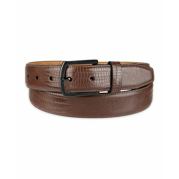 アルファニ メンズ ベルト アクセサリー Men's Feather Edge Lizard Dress Belt Brown