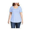 ランズエンド レディース カットソー トップス Women's Plus Size Short Sleeve Power Performance Scoop N...
