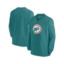 ナイキ メンズ パーカー・スウェットシャツ アウター Men's Aqua Miami Dolphins 2024 Sideline Throwback Logo Long Sleeve V-Neck Windshirt Aqua