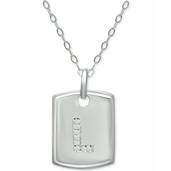ジャニ ベルニーニ レディース ネックレス・チョーカー・ペンダントトップ アクセサリー Cubic Zirconia Initial Dog Tag Pendant Necklace in Sterling Silver, 16" + 2" extender, Created for Macy's L