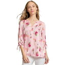 ジョーンズニューヨーク レディース カットソー トップス Petite Floral-Print Tie-Cuff Top Petal Pink(4)