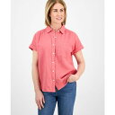 スタイルアンドコー レディース カットソー トップス Petite Cotton Gauze Camp Shirt, Created for Macy's Re...