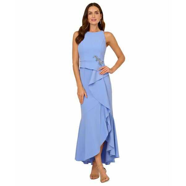 ɥꥢ ѥڥ ǥ ԡ ȥåץ Women's Cascading-Ruffle Crepe Gown Electri...